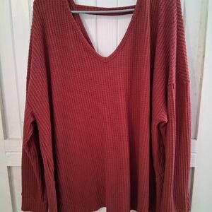 American Eagle Burgundy Waffle Knit Sweater